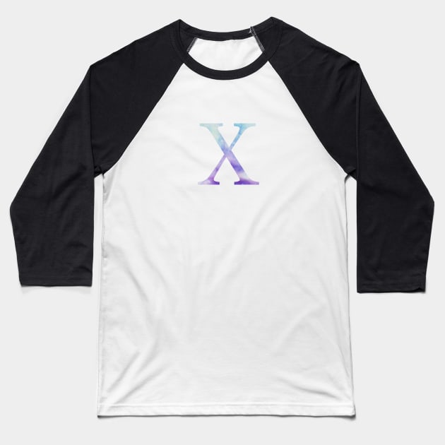 Blue Chi Watercolor Letter Baseball T-Shirt by AdventureFinder